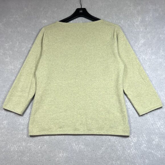 VINTAGE Geneva Sweater Women Size Large Light Green 100% Cashmere Pullover - Picture 8 of 11